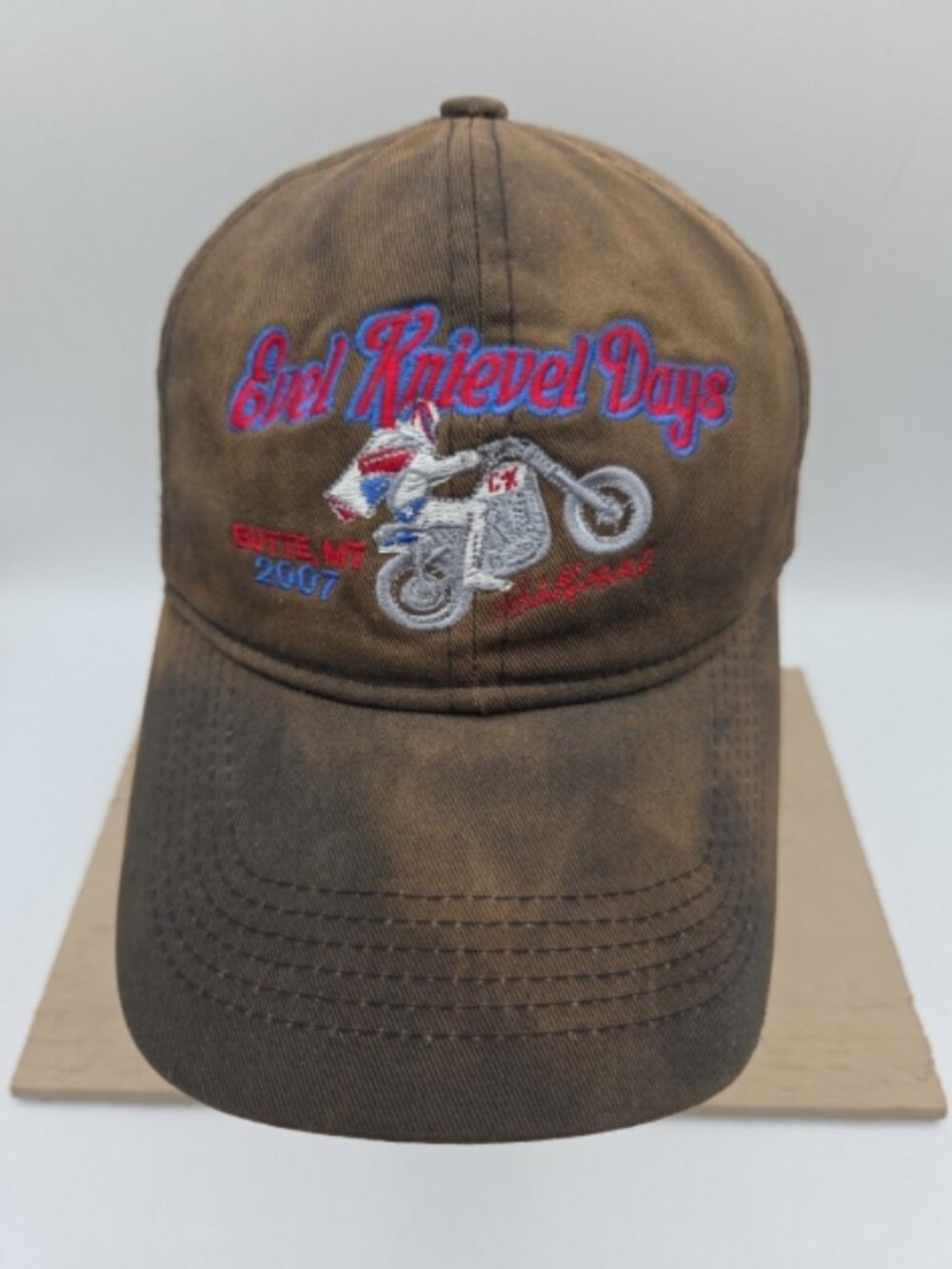 Evel Knievel Days 2007 Distressed Black Embroidered Strapback Hat Butte MT